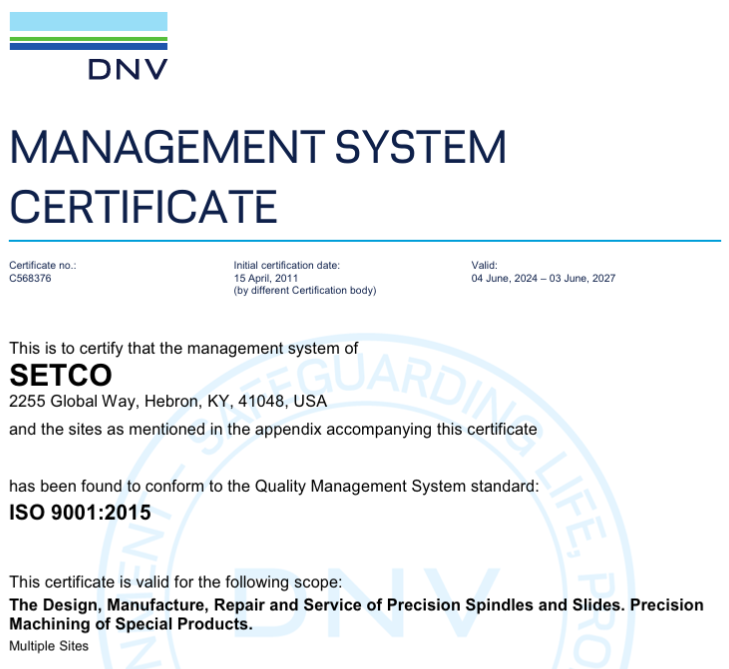 DNV ISO 9001 证书